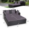 Spacious Outdoor Rattan Daybed with Upholstered Cushion - gray