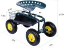 Garden Cart Rolling Work Seat with Tool Tray and 360 Swivel Seat - KM0920