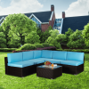 Outdoor Garden Patio Furniture 6-Piece Brown PE Rattan Wicker Sectional - Default