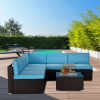 Outdoor Garden Patio Furniture 6-Piece Brown PE Rattan Wicker Sectional - Default