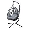 Outdoor Rattan Hanging Oval Egg Chair in Stock - Grey