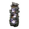 Outdoor Fountain 40inches Poly-resin Rock Water Fountain with LED Lights - 40inches