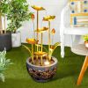 Metal Leaves indoor/Outdoor water Fountain Multi-Tiered Garden Water Feature - as Pic