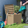 All Weather 28 Gallon Patio Deck Box with Seat - Light Brown - Resin