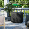 32 Gallon Outdoor Resin Wicker Deck Storage Box; Black - black - Resin