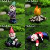 4Pcs Fairy Garden Gnomes My Little Friend Drunk Gnome Dwarfs Statue Gifts Decor - as photo shows