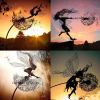 Dandelion Figurine Fairies Pixies Dancing Fairy Statue Steel Wires Fairy Garden Miniature Sculpture Mythical Garden Yard Decor - G