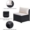 6-Piece Outdoor Furniture Set with PE Rattan Wicker, Patio Garden Sectional Sofa Chair, removable cushions - Beige