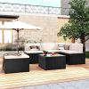 6-Piece Outdoor Furniture Set with PE Rattan Wicker, Patio Garden Sectional Sofa Chair, removable cushions - Beige