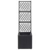 Trellis Raised Bed with 1 Pot 11.8"x11.8"x42.1" Poly Rattan Black - Black