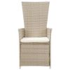 Reclining Patio Chairs 2 pcs with Cushions Poly Rattan Beige - Beige