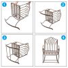 Outdoor Rocking Chair Black Wrought Iron Porch Patio Rocker Metal Extra Wide - Dark Brown