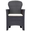 Patio Chair 2 pcs with Cushion Brown Plastic Rattan Look - Brown