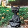 1pc Whimsical Cat Sculpture, Buddha Meditating Cat Statue, Cat Lover Gifts, Fairy Garden Animals, Decorations For Patio Yard Lawn Porch Desktop - Oran