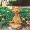 1pc Whimsical Cat Sculpture, Buddha Meditating Cat Statue, Cat Lover Gifts, Fairy Garden Animals, Decorations For Patio Yard Lawn Porch Desktop - Grey