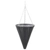 Hanging Flower Baskets 2 pcs Poly Rattan Black - Black