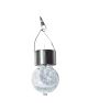 Garden Cracked Glass Ball Hanging Solar Lights with Handle and Clip - White