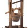 Outdoor wooden wishing well-with bucket - Wood grain color