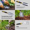 5Pcs Garden Tool Set Heavy Duty Aluminum Gardening Hand Tool Kit  - Black