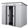 4 x 6 Ft Outdoor Metal Shed, Tool Storage House with Sliding Door and Vents, Backyard Garden Patio, Weatherproof - White + Gray
