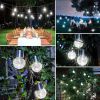 Garden Cracked Glass Ball Hanging Solar Lights with Handle and Clip - White