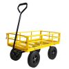Tools cart Wagon Cart Garden cart trucks make it easier to transport firewood (Yellow colour) - as Pic