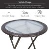 Outdoor 3 Pieces Wicker Folding Bistro Set;  Balcony Table and Chairs Sets;  Garden Backyard Furniture - 3 piece