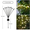 2pcs 8 LED Solar Powered Firefly Lights; Waterproof Warm Yellow Lights For Christmas Party Outdoor Garden Yard Pathway Decoration (28.7 * 14.5 Inch) -