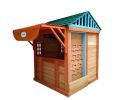 Eco-friendly Outdoor Wooden 4-in-1 Game House for kids garden playhouse with different games on every surface; Solid wood; 61.4"Lx45.98'Wx64.17H - as