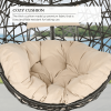 Hanging Egg Chair Outdoor Indoor Patio Swing Chair with UV Resistant Cushion Wicker Rattan Hammock Basket Chair with Stand (Turqoise) - Beige