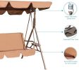 Outdoor 2-Seat Swing with Teapoy Weather Resistant Canopy Powder Coated Steel Frame Patio Swinging Hammock with  Stand and Removable Cushion - coffee