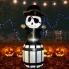 Halloween Festivr Inflatable  With LED Lights Spoof Ghost Yard Decoration - White & Black - 8 Ft