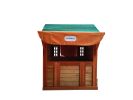 Eco-friendly Outdoor Wooden 4-in-1 Game House for kids garden playhouse with different games on every surface; Solid wood; 61.4"Lx45.98'Wx64.17H - as