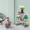 Artisasset One Black Paint 30.3 Inch High Pentagon 3 Layers 5 Seats Potted Plant Stand With Pattern Layout RT - black