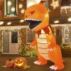Halloween Festivr Inflatable  With LED Lights Spoof Ghost Yard Decoration - Orange - 8 Ft