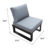 Aluminum Outdoor Patio Furniture Set;  Modern Patio Conversation Set of 7;  Outdoor Sectional Metal Sofa with 5 Inch Cushion and Coffee Table for Balc