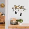 WILLART Handmade and Hand Painted Bird Design Metal Wall Hanging Antique 5 Key Hooks Key Holder Coat Hanger for Home DâˆšÂ©cor Wall DâˆšÂ©cor (36 cm x 14 cm