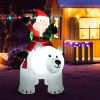 6.5 Feet Christmas Inflatable Santa Riding Polar Bear with Shaking Head LED Lights - as show