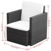 Patio Chair with Cushions and Pillows Poly Rattan Black - Black