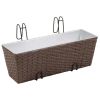 Balcony Hanging Rattan Planter Set 20 inch 2 pcs Brown - Brown