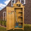 Outdoor Storage Cabinet Tool Shed Wooden Garden Shed with Floor;  Hooks and Asphalt Waterproof Roof; Organizer Wooden Lockers with Fir Wood - Yellow