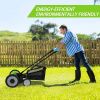 16-Inch Manual Reel Mower Adjustable 5-Blade Push Lawn Mower w/ Catcher (Four Wheeled) - KM3805