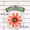 Red African Daisy Iron Wall Art Decor Door Welcome Plaque Sign Garden Villa Metal Door Hanging Ornament - Default