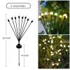 2pcs 8 LED Solar Powered Firefly Lights; Waterproof Warm Yellow Lights For Christmas Party Outdoor Garden Yard Pathway Decoration (28.7 * 14.5 Inch) -