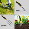 5Pcs Garden Tool Set Heavy Duty Aluminum Gardening Hand Tool Kit  - Black