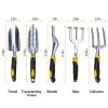 5Pcs Garden Tool Set Heavy Duty Aluminum Gardening Hand Tool Kit  - Black
