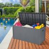 Free shipping 113gal 430L Outdoor Garden Plastic Storage Deck Box Chest Tools Cushions Toys Lockable Seat Waterproof  YJ - grey