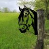 1PC Peeping Horse Outdoor Wall Decor; Iron Metal Farm Animal Silhouette Outdoor Garden Fence Ornament; For Farm Fance Yard Decor - Black