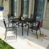 MEOOEM Outdoor Patio Dining Table 37 inch Square Metal Table with 2.2 inch  Umbrella Hole 4 Person Outdoor Bistro Metal Dining Table for Garden, Backy
