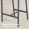 Patio Bar Stools Set of 2 Outdoor Bar Height Chairs Patio Furniture Steel Chairs with Armrest and Cushions for Outdoor Indoor - Beige